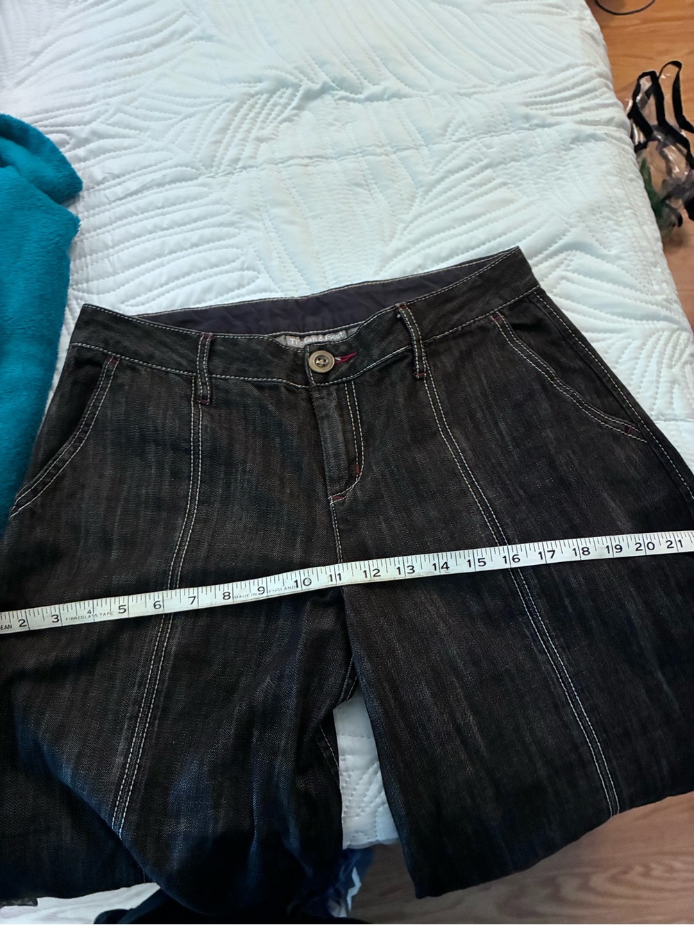 Dark Gray Denim Gauchos A-Line Midi Skirt pants - Picture 4 of 13